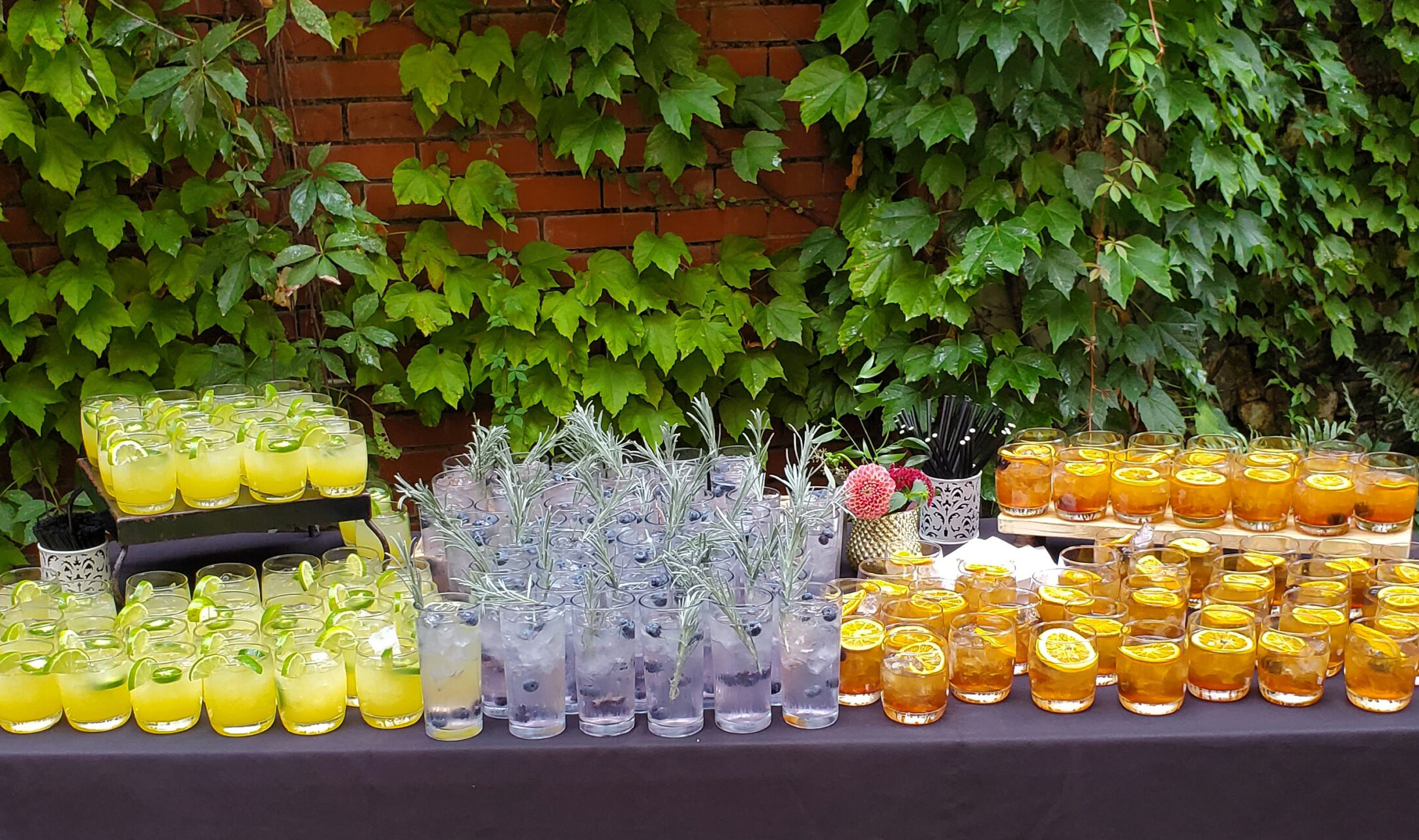 Mixed drinks by Special Event Spirits being presented on a table at an event